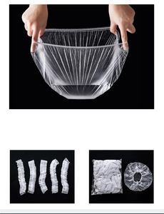 Macro detail of stretchable clear food covers showing high elasticity and compact storage