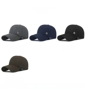 Winter wool baseball cap details showing grey, navy, black and coffee color options