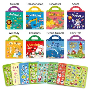 Reusable 287pcs kids stickers book set with dinosaur and ocean scene themes