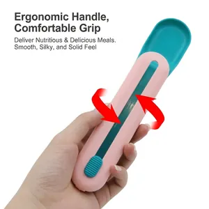 Cuillère de dosage réglable pour nourriture chat rose et cyan avec poignée ergonomique