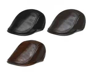 Detailed color display of premium leather ivy caps in black, dark brown, and light brown