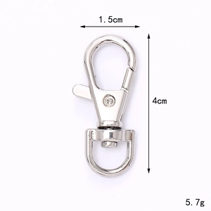 Silver lobster clasp hook with dimensions 1.5x4cm for keychain and bag accessories