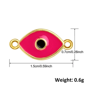 18k gold plated evil eye pendant charm with rose red enamel for DIY jewelry making