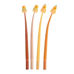 Creative Capybara gel pens in four pastel colors with cute 3D silicone animal toppers