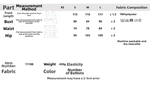 Size chart showing chest, waist, and hip measurements for this strapless midi dress