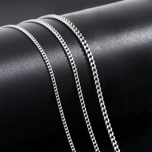 Macro view of 925 sterling silver cuban links in three different thicknesses