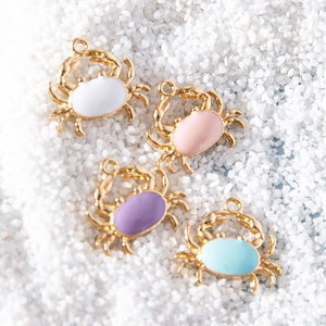 Alloy Enamel Crab Charms For DIY Jewelry Making Gold Plated Ocean Sea Animal Pendants Cute Cartoon Accessories