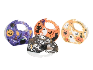 Variety of paper Halloween gift boxes with moon and pumpkin patterns in four colors