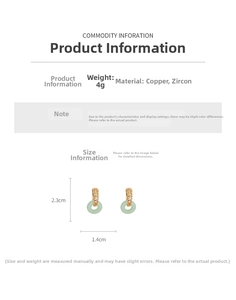 Vue détaillée des boucles d'oreilles papillon en or 18 carats avec zircon et dimensions