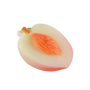 Realistischer 3D PVC Pfirsich Anhänger mit detailliertem Fruchtfleisch und Schlüsselring