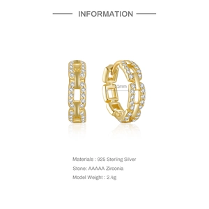 Detailed specifications of S925 sterling silver chain earrings with AAAAA zirconia inlay