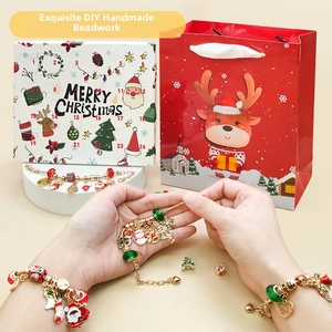 DIY Weihnachts Bettelarmband Set für Kinder Mädchen mit Geschenkschachtel und Anhängern