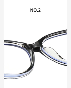 Detail of integrated nose pads on blue gradient retro anti-blue light glasses frames