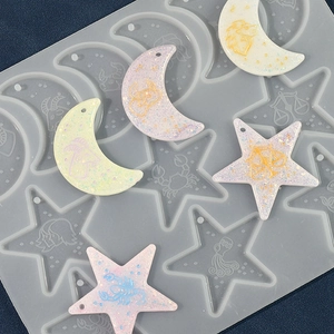 Silikonform für Harz mit 12 Sternzeichen in Mond- und Sternform für DIY-Anhänger