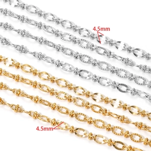4.5mm stainless steel embossed lip chain in gold and silver for DIY jewelry making