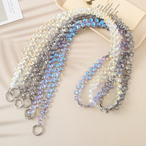 Crossbody Phone Lanyard Beaded Acrylic Resin Heart Shape Bag Chain Anti-lost Charm With Silver Metal Rings Versatile