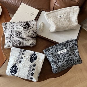 Retro Cotton Linen Makeup Bag Vintage Ethnic Embroidery Paisley Pouch Portable Zipper Travel Cosmetic Storage Case
