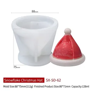 Snowflake Christmas hat silicone mold for DIY candles and scented plaster crafts