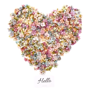 Colorful 2cm mini silk daisy flower heads arranged in heart shape for DIY crafts