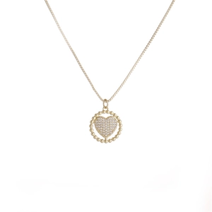 Heart Pendant Necklace Gold Plated Copper Cubic Zirconia Micro Pave Box Chain Romantic Jewelry For Women