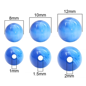 Blue resin gold-dust round beads in 8mm, 10mm, and 12mm sizes for DIY jewelry making