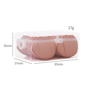 Mini thumb finger powder puffs set in a clear plastic storage box for makeup setting
