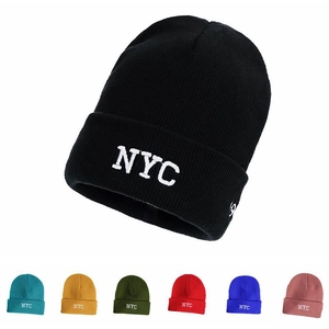 Knitted Beanie Hat With NYC Letter Embroidery Winter Warm Cuffed Skull Cap Streetwear Style For Men And Women