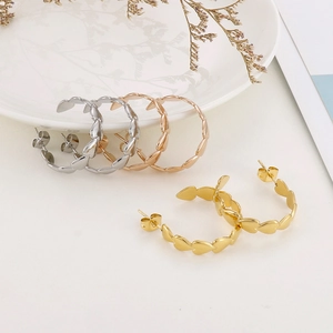 Polished titanium steel heart hoop earrings in gold, silver and rose gold finishes