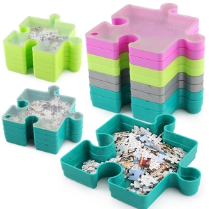 Stackable Jigsaw Puzzle Sorting Trays Interlocking Plastic Storage Boxes With Transparent Lid Desktop Organizer Toys