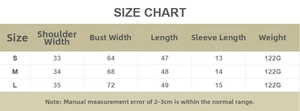 Tableau des tailles détaillé pour T-shirt ajusté femme avec mesures d'épaules et de poitrine