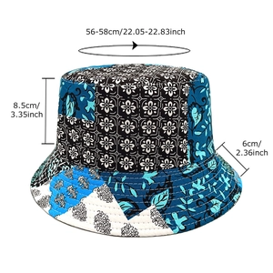 Patchwork paisley bucket hat with floral print, reversible cotton sun hat for women