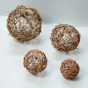 Natural Rattan Balls Decorative Spheres Hand-Woven Wicker Balls For Christmas Tree Wedding Party Home Window DIY Crafts Rustic