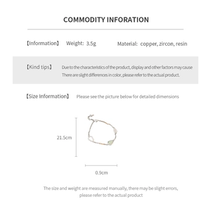 Detailed size specifications of the zircon hollow gourd bracelet with dimensions and materials
