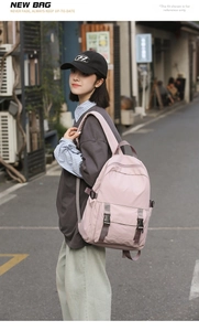 Mochila ejecutiva rosa en tejido Oxford impermeable con correas de hebilla modernas