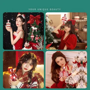 Festive Christmas candy hanging ornaments and reindeer headbands for holiday decor