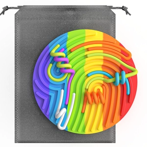 Rainbow silicone sensory activity board for kids with maze textures and storage bag