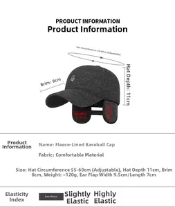 Guida taglie cappello invernale con misure dei paraorecchie e cinturino regolabile