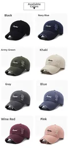 Multiple colors of distressed vintage baseball caps with Capital letter embroidery
