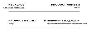 Detailed specifications of the titanium steel cat's eye stone necklace with product code P174