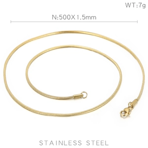 Detail view of gold stainless steel snake chain necklace 500x1.5mm 7g weight