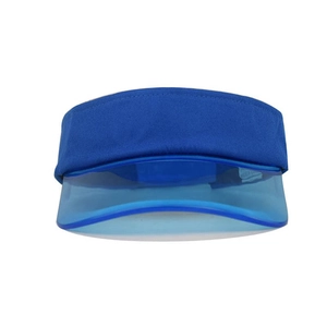 Visière de sport bleu foncé avec bandeau en tissu et visière en PVC semi-transparente