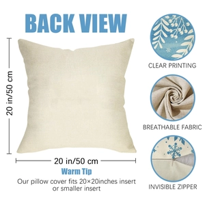 Detailed views of snowflake linen pillowcase with dimensions and invisible zipper