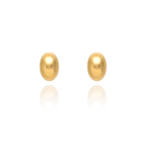 French minimalist gold polished oval ball stud earrings in high quality stainless steel