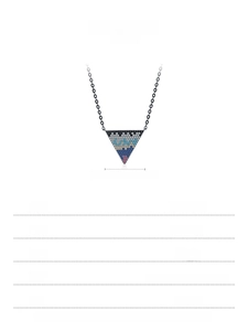 Size chart showing S925 sterling silver triangle necklace dimensions and product weight