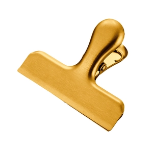 Golden T-shaped stainless steel sealing clip for food storage and office document use