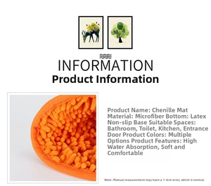 Detail showing soft orange chenille microfiber texture and latex anti-slip backing