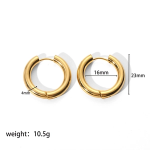 Detailed size specifications for 18K gold-plated thick hoop earrings with dimensions