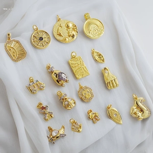 Dainty Gold Plated Brass Charms Cubic Zirconia Pendants DIY Jewelry Making Supplies For Necklace Earring Findings