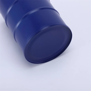 Detail of blue 750ml stainless steel camping flask showing its round base and finish
