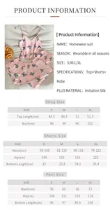 Detailed size guide for 3-piece floral sleepwear set with sling, shorts, and pants